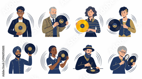 Diverse People Holding Vintage Vinyl Records Collection