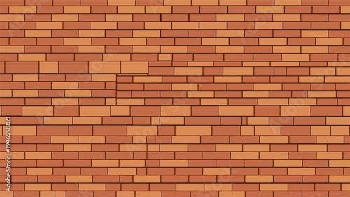 Seamless background texture of a traditional red brick wall with various shades and sizes of bricks for architectural and industrial themes.