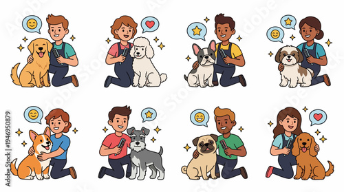 Dog Grooming Set: Happy Pets and Professional Groomers