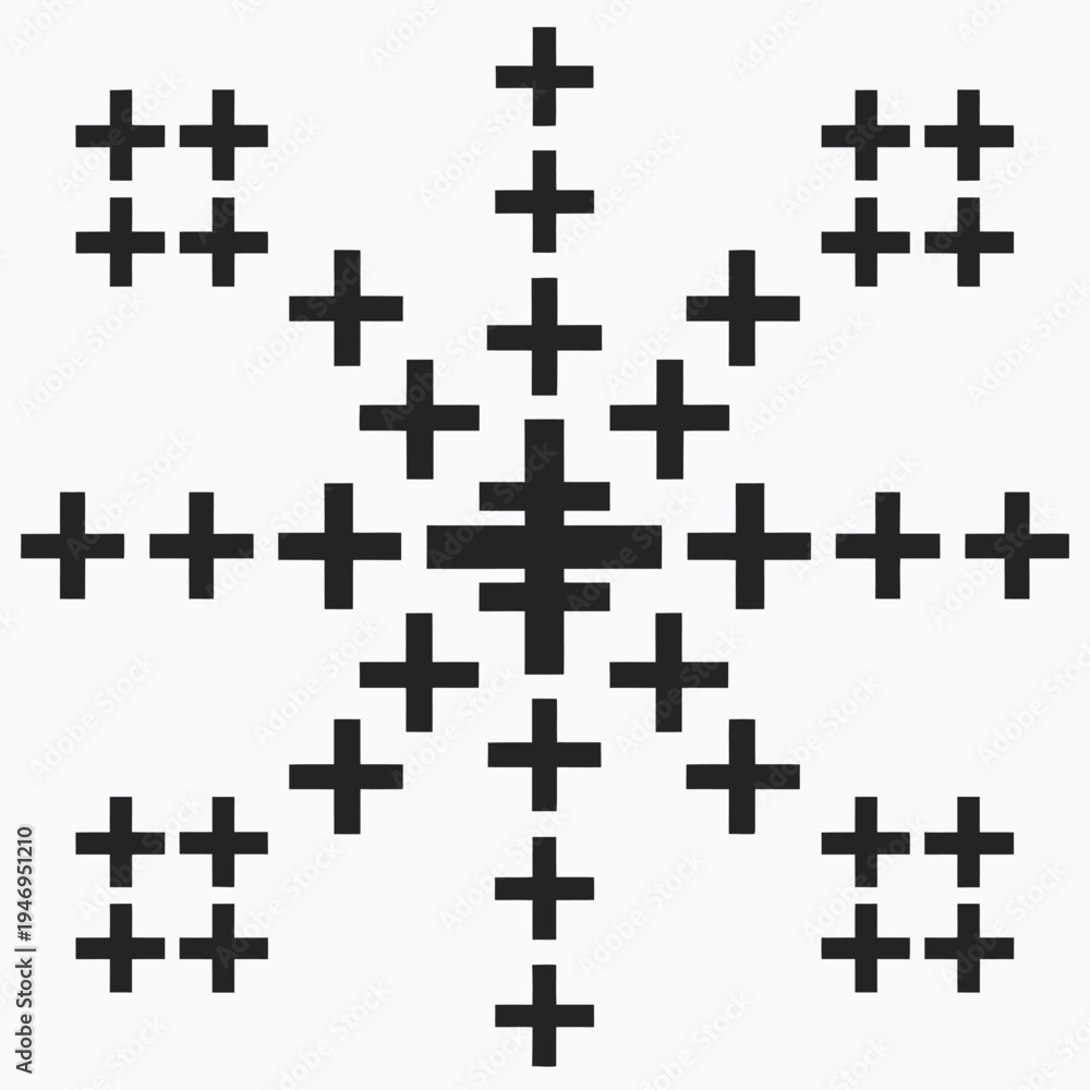 Fototapeta premium Symmetrical Geometric Cross Pattern, Repeating Plus Shapes in Balanced Grid Layout, Minimal Modern Vector Background on Clean White Background