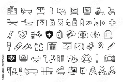 Comprehensive collection of medical and healthcare icons