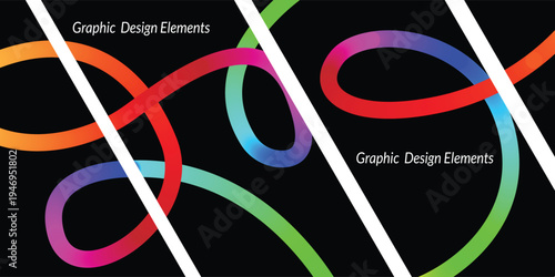 Vibrant neon light graffiti with white lines on black background