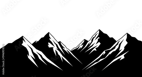 Silhouetted mountain range with jagged peaks under stark contrast lighting