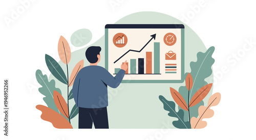 Businessman presenting data on screen.