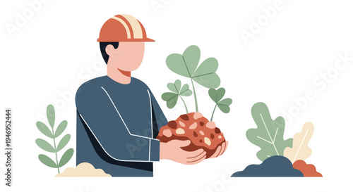 Man holding potatoes in hands.