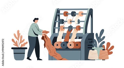 Man interacting with vending machine.