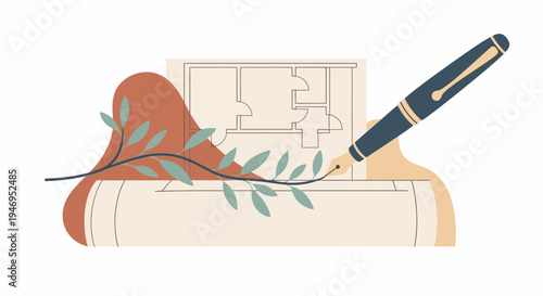 Pen on top of notebook paper.