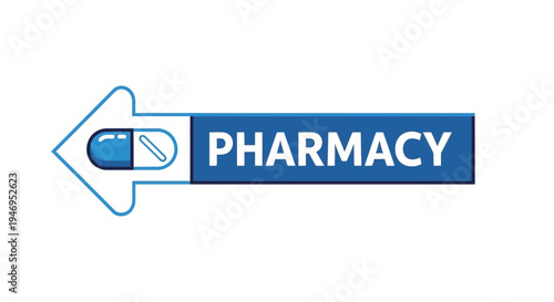 Pharmacy Arrow Sign Illustrating Drugstore and Medication Direction Concept