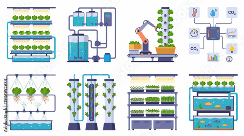 Vertical Farming Technology Set - Hydroponics, Aeroponics, Aquaponics