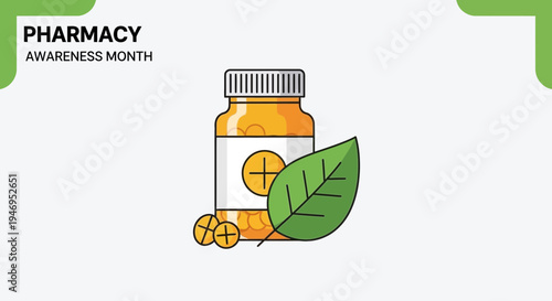 Pharmacy Awareness Month Illustrated: Medications, Nature, and Health in Graphic Design