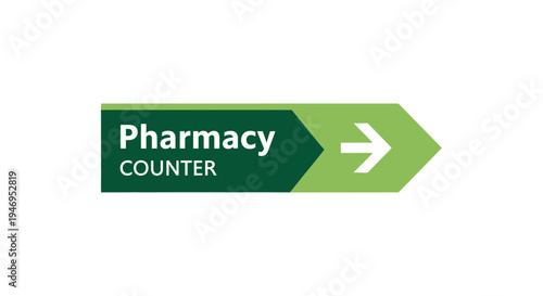 Pharmacy Counter Directional Signage Providing Wayfinding to Medication and Assistance