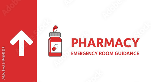 Pharmacy Directional Signage For Emergency Room Guidance For Patient Navigation