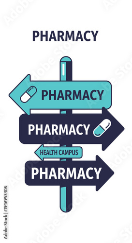 Pharmacy Directional Signs: Modern Healthcare Guidance and Medicine Navigation for Health Campus