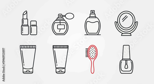 Cosmetics and beauty products outline