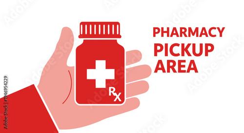 Pharmacy Prescription Pickup Zone Icon Emphasizing Healthcare Accessibility and Convenient