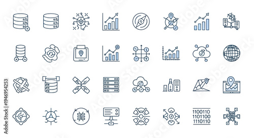 Data icons set information and technology