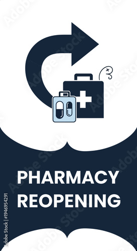 Pharmacy Reopening Concept Depicting Healthcare, Accessibility, and Community Support in Modern