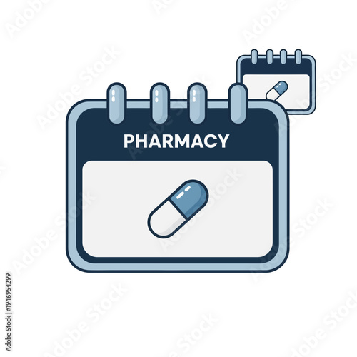 Pharmacy Reminder Concept Depicted on a Calendar Icon Suggesting Healthcare and Medication Schedule