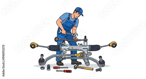 Man repairing drone with tools.