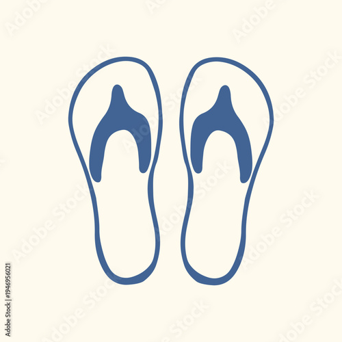 Flat illustration of flip flops sandals icon. Simple summer footwear symbol isolated on light background for beach vacation design, travel logo or apparel branding.