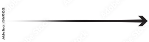 Thin black arrow pointing right. Long, straight-line arrow icon in white. symbols, up and down signs. Vector horizontal arrow variation isolated on white background EPS10