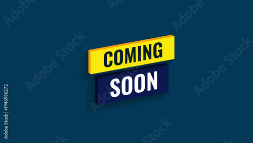 Coming soon 3D typography on blue wall modern announcement banner illustration vector artwork design for product launch teaser