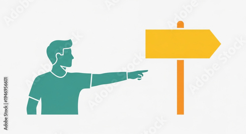 Man pointing at sign board.