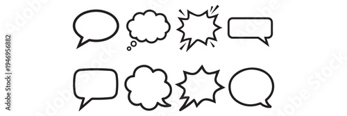 Speech Bubble Outline Set Comic Dialogue Chat Vector.