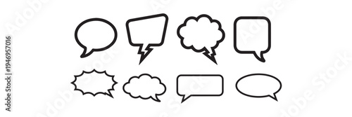 Speech Bubble Outline Set Comic Dialogue Chat Vector.