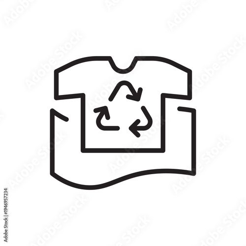 Textile recycler icon. Fabric recovery tech, symbolizing circular fashion hardware, garment recycling tools, fiber reclamation systems, sustainable textile engineering, and waste management gear.