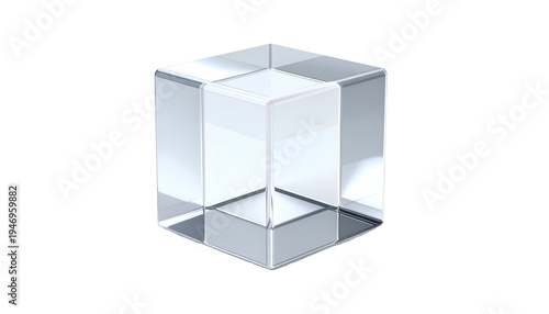 A translucent, geometric cube design rendered with gradient shading on a black background