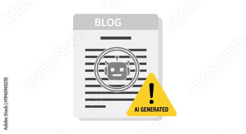 AI generated blog warning sign icon.