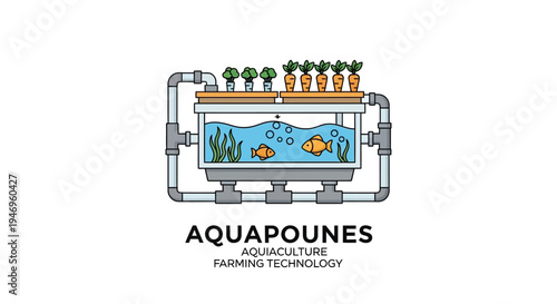 Aquaponics system with fish and plants.