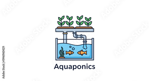 Aquaponics system with fish and plants.