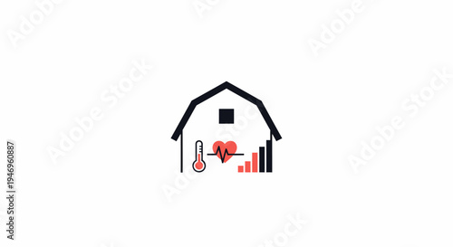 Black and red barn icon graph.