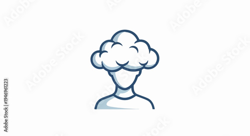 Outline of a person with a stylized cloud for a head, symbolizing thoughts, ideas, or confusion