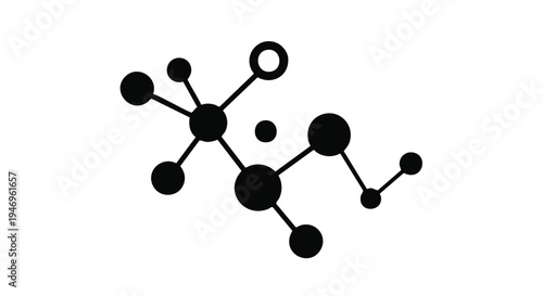 Molecular structure, chemistry symbols, science illustration, black vector graphics