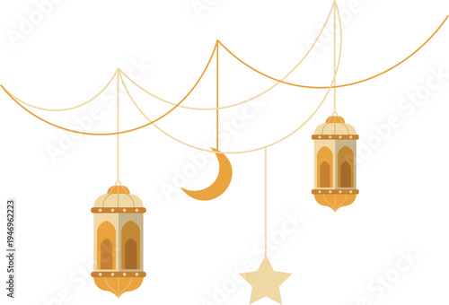 Ramadan Kareem Decorative Fanous Lantern Illustration