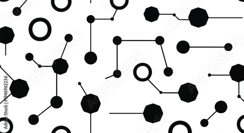 Set of black molecular structure vector graphics