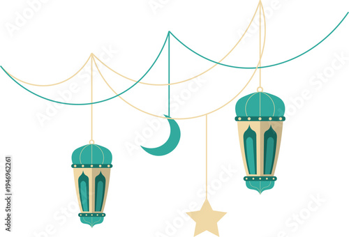 Ramadan Kareem Decorative Fanous Lantern Illustration