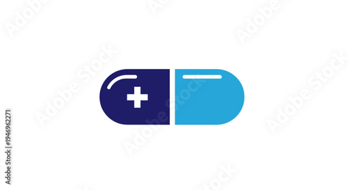 Blue and dark blue capsule pill.