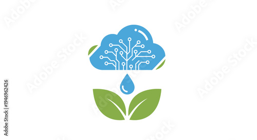 Blue Cloud Rain Water Drop Green Leaves.