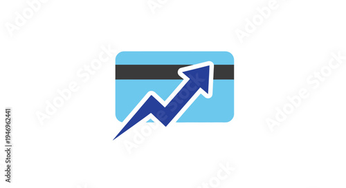 Blue credit card with rising arrow.