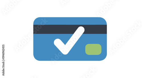 Blue Credit Card with Check Mark.