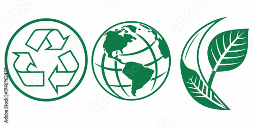 Eco friendly symbols for green business and sustainable practices
