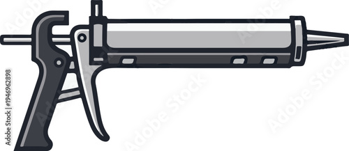 An illustration of a caulk gun, a common tool for sealing gaps and cracks, against a white background