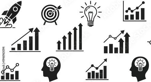 Set of 10 business strategy icons vector