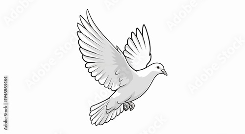 Stylized illustration of a white dove flying with wings spread, symbolizing peace and freedom