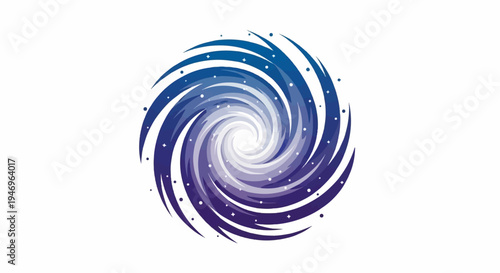 A vibrant blue and purple spiral vortex with small stars and dots, swirling into a bright center