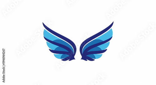 Free Download A pair of stylized, symmetrical wings featuring shades of blue, designed with a layered effect - GFXLoad